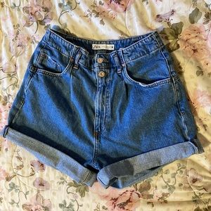 Zara high-waisted denim shorts